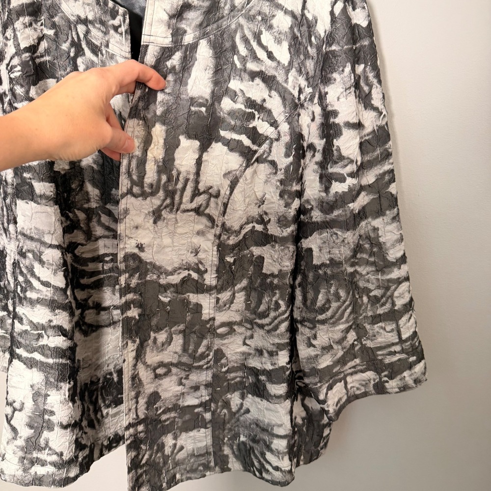 Coldwater Creek Crushed Satin Open Front Blazer Boxy Jacket Textured Lined 1X - Picture 12 of 15
